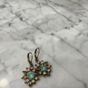 Drop cluster blue and clear stone earrings